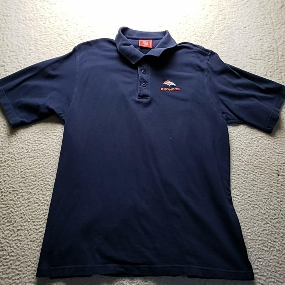 Denver Broncos Polo Shirt Mens XL Blue NFL Football NFL Cotton Embroidered Logo